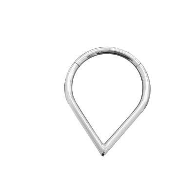 China CLASSIC Calendo ASTM F136 Teardrop Form Titanium Hinged Clicker Septum Nose Piercing Jewelry for sale