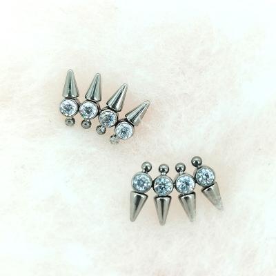 China Medical Grade ASTM F136 Titanium Ear Piercing Hiphop Jewelry Spikle Tops for sale