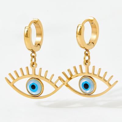 China Trendy Devil's Eye Oil Drip Earrings Stainless Steel Hip Hop Stud Earrings Women for sale