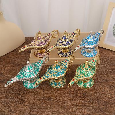 China Classical Aladdin Lamp Incense Tibetan Islamic Home Decor Metal Opens Gifts Aroma Censer Arabic Incense Holder For Ramadan Decoration for sale