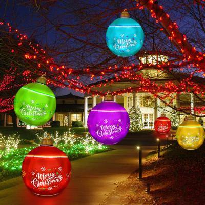 China Festival Stuff 24inch PVC Christmas Ball and Tree Ornaments Lightweight Inflatable Christmas Lights For Xmas Decoration Supplies for sale