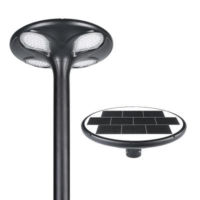 China Theme Park villa garden High power 3000lm 4m pole mounting height casting aluminum 30w Solar garden post light for parks scenery villa garden lighting for sale