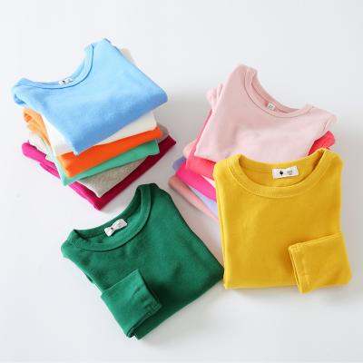 China Anti-pilling spot candy color girls sleeve long T-shirt with long clothes boy underlay warm t-shirt for sale