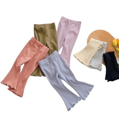 China Korean children's anti-pilling gaiters spring and cotton Lotus Bell Pants Autumn Solid Color Pants Girls for sale