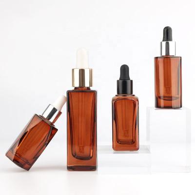 China Personal Care 10ml 20ml 30ml Amber Matte Essential Oil Vials Glass Bottle Dropper Bottle With Diversity Cap-Round/Square/Anomaly for sale