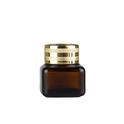 China Hot Selling Luxury Fashion Personal Care 15g Amber Square Eyes Small Sample Cream Jar Cream Container Packaging Glass Cream Container Supplier for sale