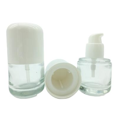 China Personal Care Factory Empty Cosmetic Supply New Style Base Glass Bottle / Liquid Container Make Up Packaging With Squeeze Pump for sale