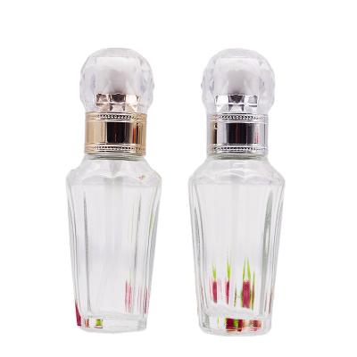 China Luxury Personal Care Factory Empty Cosmetic Supply Diamond Shape Base Glass Bottle/Liquid Container Make Up Packaging With Squeeze Pump for sale