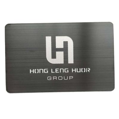 China Custom Europe 0.5mm Logo Membership VIP Business Matte Frosted Brushed Black Metal Card for sale