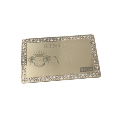 China Membership Card Laser Cut Printing Black Gold Business VIP Metal Business Card for sale