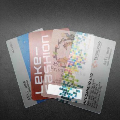 China Custom Transparent Membership Card Printing PVC Clear Business Card for sale