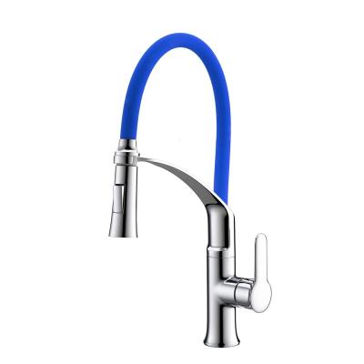 China New Contemporary Pull Down Kitchen Sink Mixer Taps Chrome Brass Colored Pull Out Kitchen Faucet for sale