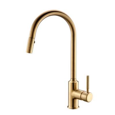 China High Quality Contemporary Pull Out Sprayer Kitchen Faucets Pull Down Faucet Gold Finish Kitchen Sink Faucet Brushed Mixer Tap for sale