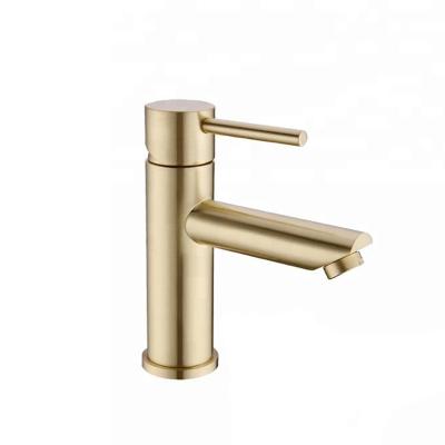 China Gold Finish CLASSIC Brushed Single Hole Bathroom Basin Faucet Lavatory Bath Mixer Tap for sale