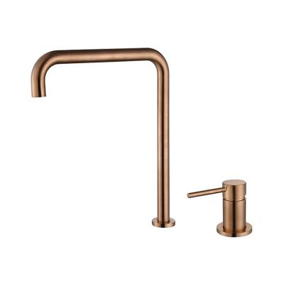 China Contemporary Basin Faucet Hot And Cold Basin Faucet Rose Gold Finish Tall Deck Design Water Faucet Special Design New for sale