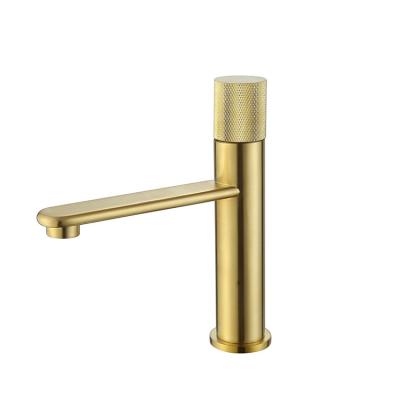 China Modern Design Contemporary Bathroom Swept Gold Single Handle Basin Mixer Tap for sale