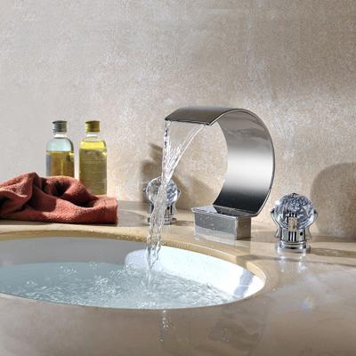 China Best Selling Contemporary Products Modern Design Crystal Chrome Waterfall Basin Mixer Handle Basin Faucet for sale