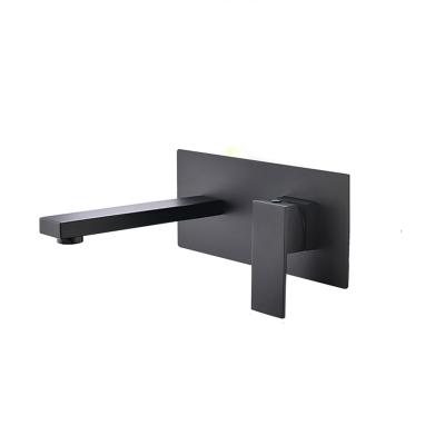 China Wash Bathroom Wall Mount Basin Mixer Taps Contemporary Black Brass Wall Mounted Faucet for sale