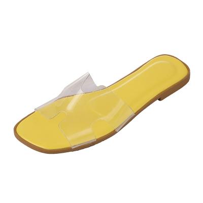 China Cushioning Spring and Heel Flat Bottom Slippers Lady Rubber Flat Sandals Summer Slippers Transparent Women's Shoes for sale