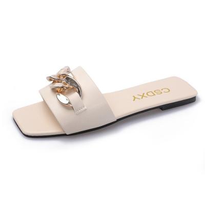 China Cushioning summer 2021 new other sandals line one of metal women's clothing shoes fashionable retro buckle trady for sale