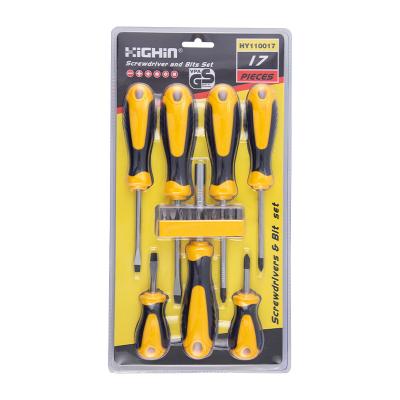 China 17 Pieces Screwdriver Sets With Professional Drive Handle Hand Screwdriver Bits And Tools HYS011717-01 for sale