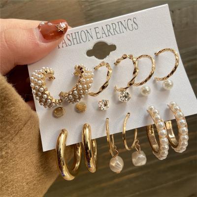 China Hot Selling Trendy Gold Circle Earrings Circle Earring Stud Set Trendy Earring Sets For Women Jewelry for sale