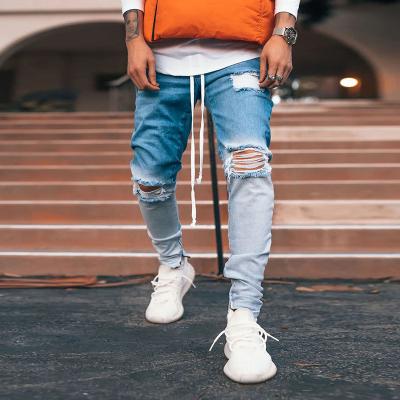 China Viable Wholesale Gradient Acid Wash Ripped Jeans Men for sale