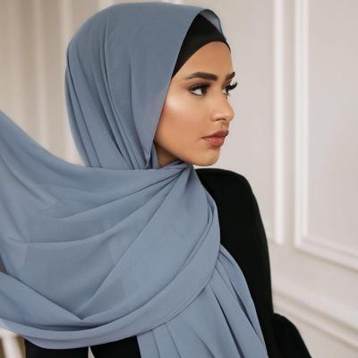 China Chiffon Scarf Women Hijab 2021 Customized Chiffon Premium Chiffon Hijab Medina Scarf Opaque Stretch Opaque Chiffon Women Scarf simple muslim hijab soft tops for sale