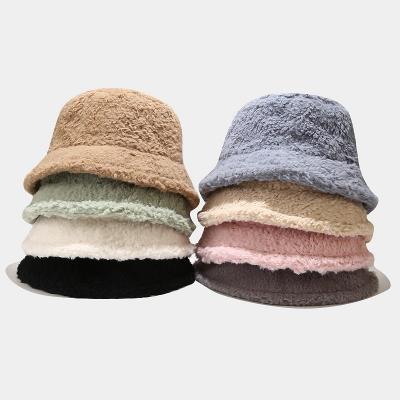 China High Quality Plush Bucket Hats Fashion Solid Color Autumn And Winter Hat Keep Warm Fisherman Hat New Design for sale