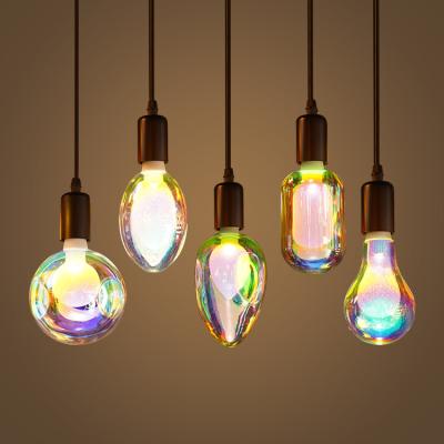 China Modern Patented Colorful Product Amber Glass Water Droplets Shaped 165 G95 G125 LED Light Bulb in Light Bulbs for sale