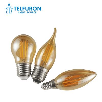 China Modern Popular Round Amber Clear Color Glass 4W 6W 8W LED Edison Incandescent Bulb Product for sale