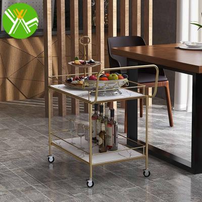 China Kitchen Yuhai metal dining car, tea driver household beverage cake cart, dessert hotel deliver for dining room for sale