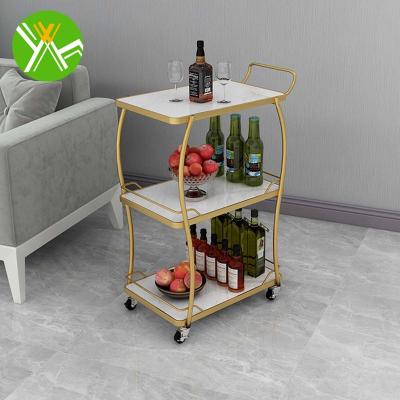 China Kitchen Yuhai factory price iron dining car, tea driver household beverage cake cart, dessert hotel deliver for dining room for sale