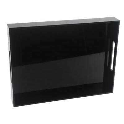 China CUSTOM BLACK ACRYLIC TRAY DISPOSABLE FOOD SMOOTH BLACK ACRYLIC TRAY RECTAN GULAR for sale