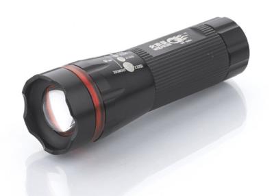 China 3Modes 5Watt LED Zoom Flashlight , 170 lumen super bright led torch with Red Plastic Ring for sale