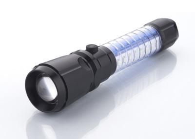 China Silver LED Zoom Flashlight with 6 mode switch , Aluminum Rechargeable Led torch for sale