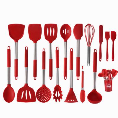 China Amazon Sustainable 17pcs Silicone Cookware Set Tools Turner Tongs Spatula Spoon For Non-Stick Heat Resistant Cookware for sale