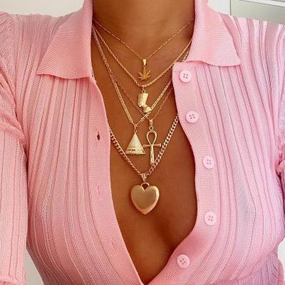 China Europe and America hip hop 18k rhinestone moon star shell evil eye gold plated women jewelry set necklace for sale