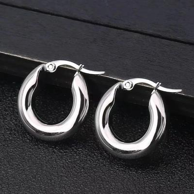 China Stainless steel FASHIONABLE border round chunky earrings smooth round solid chunky earrings popular accessories for sale