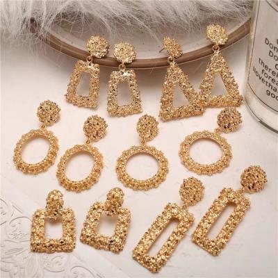 China Fashion TRENDY Jewelry Geometric Statement Hanging Earrings 18k Gold Plated for sale