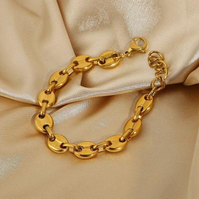 China TRENDY 18K Gold Plated Stainless Steel Non Tarnish Hog Nose Chain Bracelet Punk Jewelry for sale