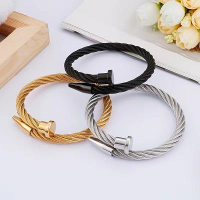 China 2022 European and American women's titanium steel nail fashion bracelet open FASHIONABLE wholesale for sale