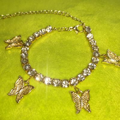 China Cute Bohemian Style Baby Kids Jewelry Crystal Anklets With Butterfly for sale