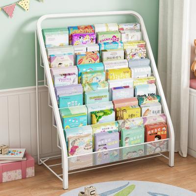 China Large Capacity Viable Multifunctional Detachable Children's Shelf Children's Shelf Children's Picture Book Magazine Storage Floor-to-Ceiling Iron for sale