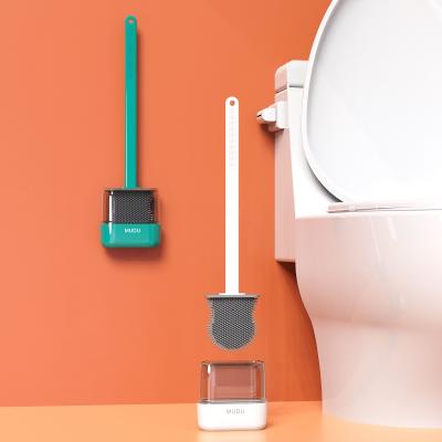 China Eco - Friendly Toilet Brush And Holder Set For Bathroom , Flexible Toilet Bowl Brush Head With Silicone Bristles for sale