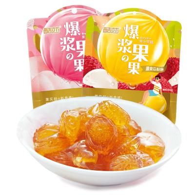 China Natural Fruit Juice Sandwich Sweets Soft Candy Gum White Snack Peach Candy for sale