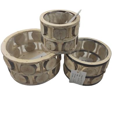 China Chinese Style Eco - Friendly Handmade Wooden Garden Flower Pots For Plants With Plastic Liner for sale