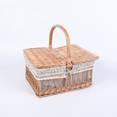 China China Woven Picnic Wicker Basket For Sale / Cheap Willow Storage Basket With Handle for sale