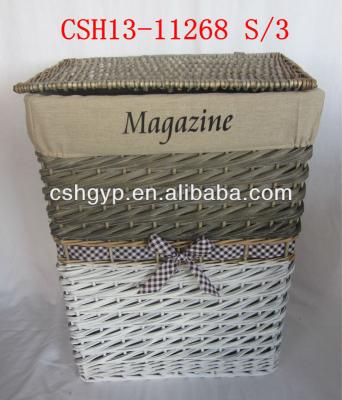 China Eco-friendly durable cheap rattan willow wicker laundry basket storage with lid for sale