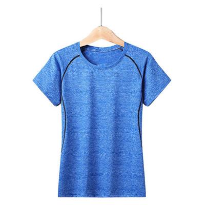 China Breathable Custom Quick Dry Cationic Running Sport Round Fit Running T Shirts For Women for sale